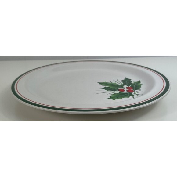 Anchor Hocking Homecoming  Christmas Holly 10-3/4 Ceramic Dinner Plate Set of 3 - Picture 4 of 9